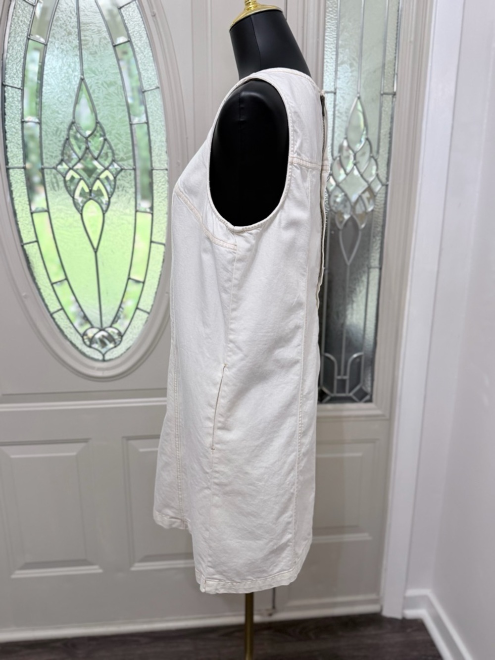 Time and Tru Off White Sleeveless Shift Dress Large Minimalist Casual - Picture 6 of 8
